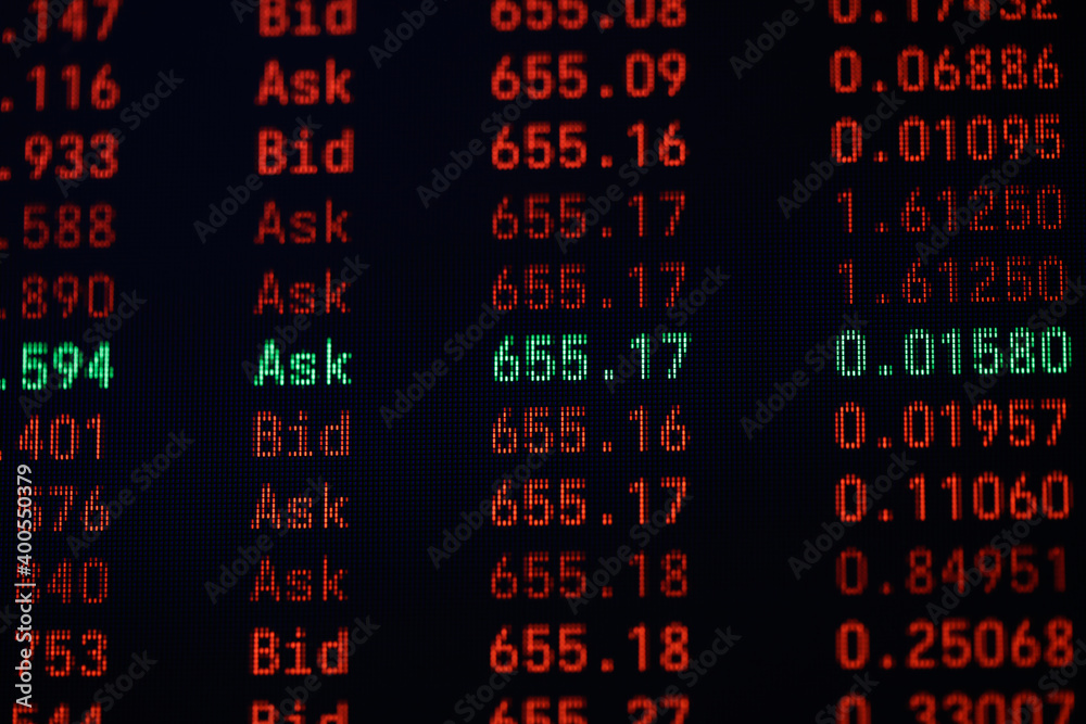 Shallow depth of field (selective focus) image with details of Ethereum cryptocurrency transactions on a digital screen.