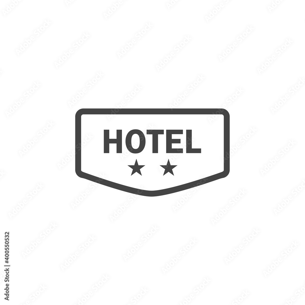 Vector icon plate hotel two stars on white isolated background. Vector icon plate hotel two stars on white isolated background.