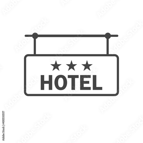 Vector icon plate hotel three stars on white isolated background.