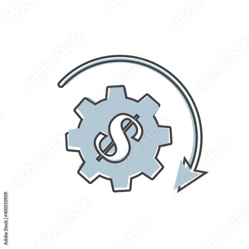 Process optimization vector icon on cartoon style on white isolated background.