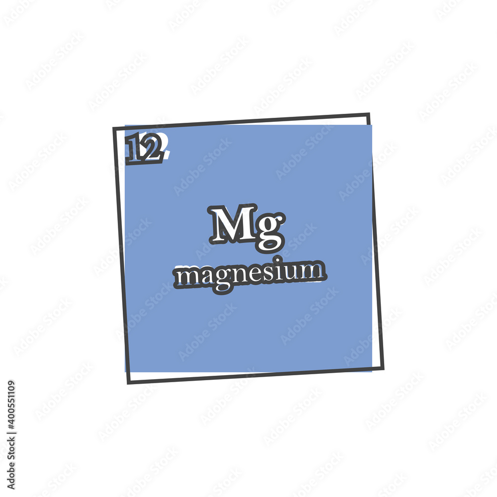Magnesium chemical element vector icon on cartoon style on white isolated background.
