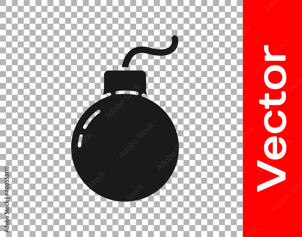 Black Bomb ready to explode icon isolated on transparent background. Vector Illustration. Black Bomb ready to explode icon isolated on transparent background. Vector Illustration.