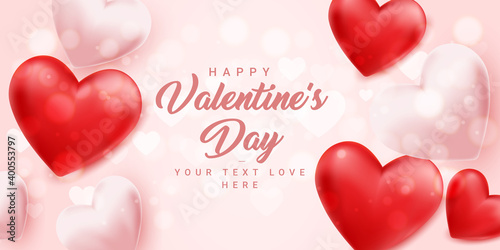 Happy Valentine's day background with heart and present composition for a trendy banner. Vector illustration.Wallpaper.flyers, invitation, posters, brochure.