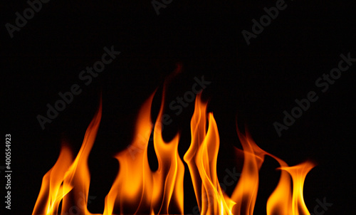 The flame were burning, the heat was hot, Black background