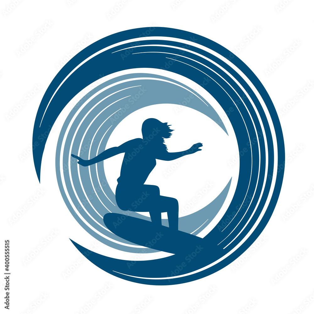 Surfer on the wave vector illustration