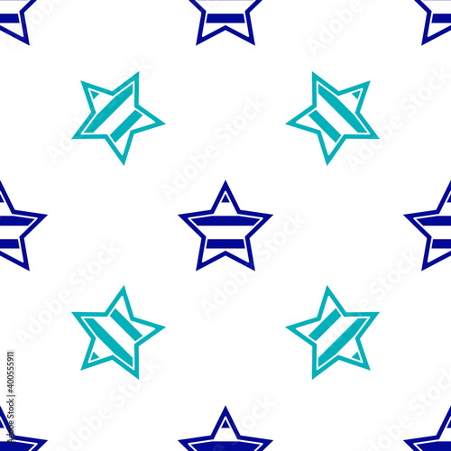 Blue USA Independence day icon isolated seamless pattern on white background. 4th of July. United States of America country. Vector.