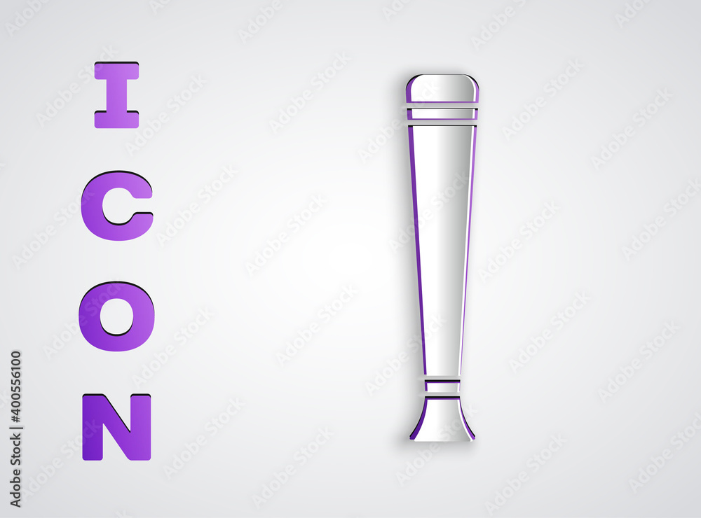 Paper cut Police rubber baton icon isolated on grey background. Rubber truncheon. Police Bat. Police equipment. Paper art style. Vector. Paper cut Police rubber baton icon isolated on grey background. Rubber truncheon. Police Bat. Police equipment. Paper art style. Vector.