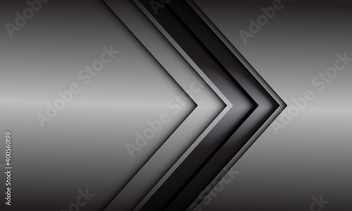 Abstract grey black line arrow direction on grey metallic design modern futuristic background vector illustration.