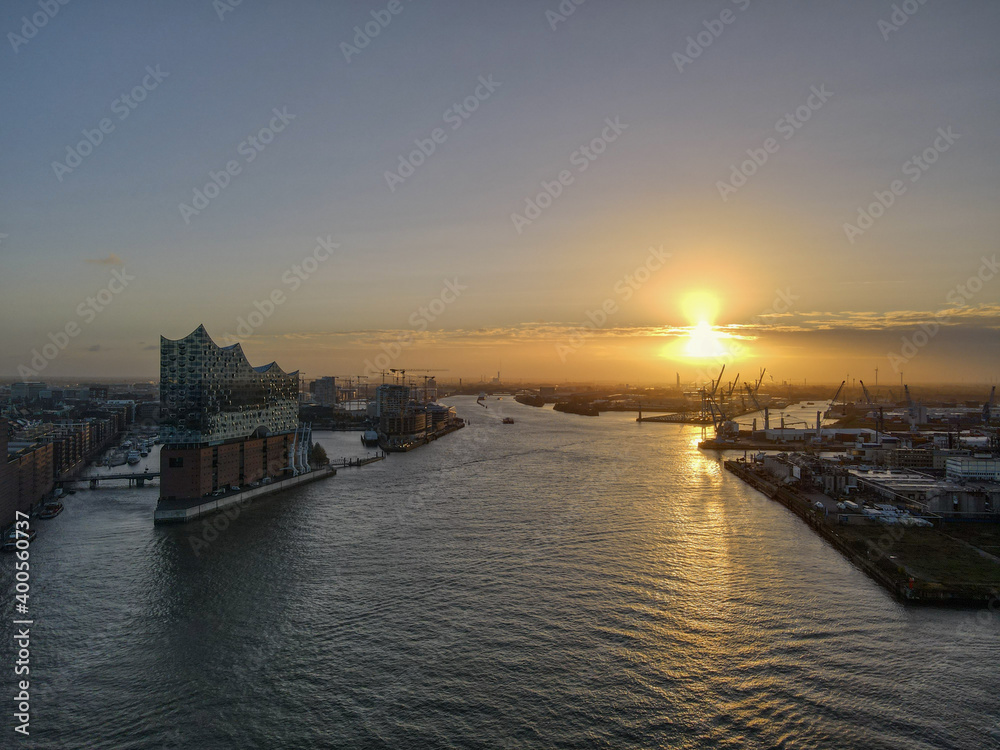 Hamburg Elbphilharmonie, helikopter Footage