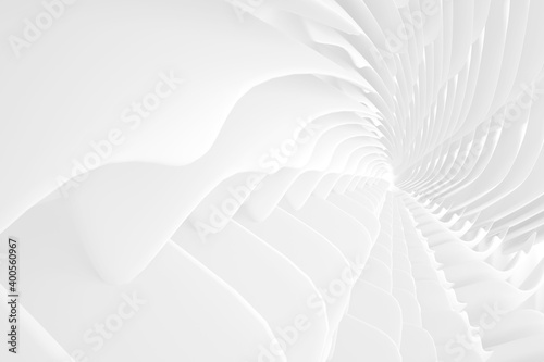 Minimalist organic abstract background. Natural black and white cyberpunk structure. Three-dimensional render visualization of microscopic shapes.