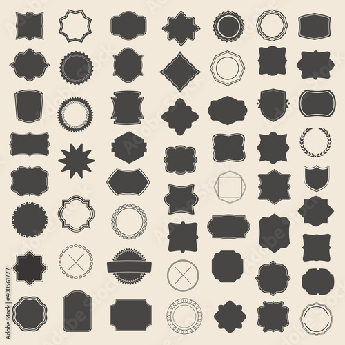 Large set of blank frames, badge and label. Vector templates for your design