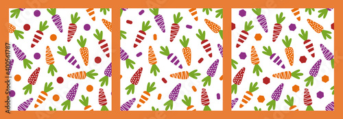 Set of seamless carrots pattern.