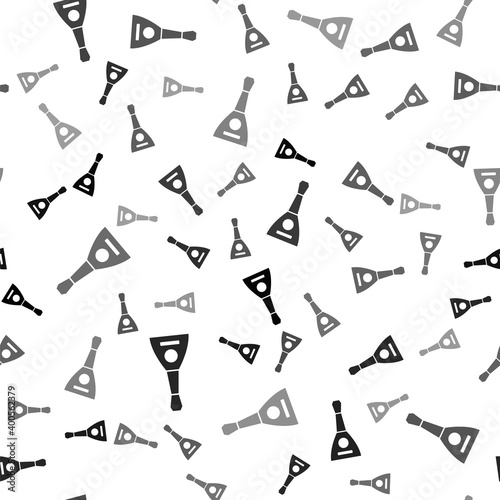 Black Musical instrument balalaika icon isolated seamless pattern on white background. Vector.