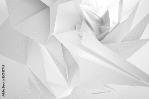Geometrical shapes background. Black and white minimalist tech wall. Abstract 3D backdrop. © artistmef