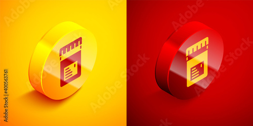 Isometric Biologically active additives icon isolated on orange and red background. Circle button. Vector.