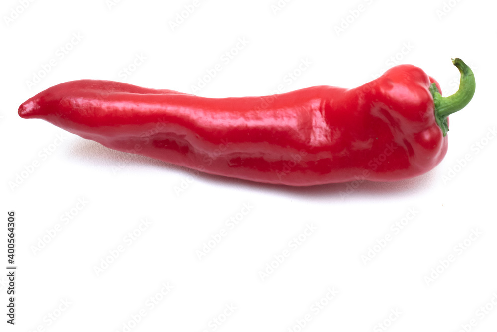 red beautiful pepper close-up on a white background