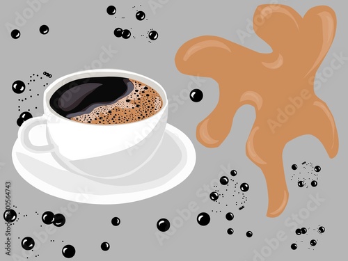 image ilustration cup of coffee with background  chocolate.