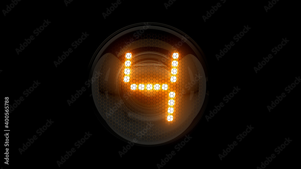 Four. Digit 4. Nixie tube indicator digit. Gas discharge indicators and lamps. 3D. 3D Rendering Four. Digit 4. Nixie tube indicator digit. Gas discharge indicators and lamps. 3D. 3D Rendering
