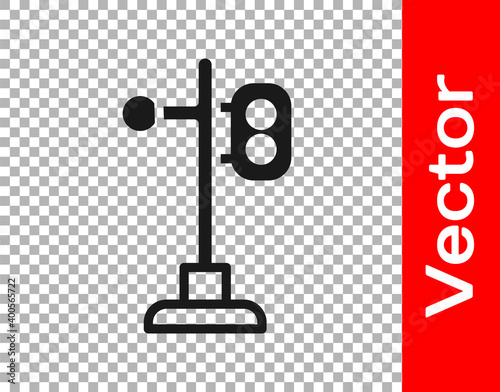 Black Train traffic light icon isolated on transparent background. Traffic lights for the railway to regulate the movement of trains. Vector.