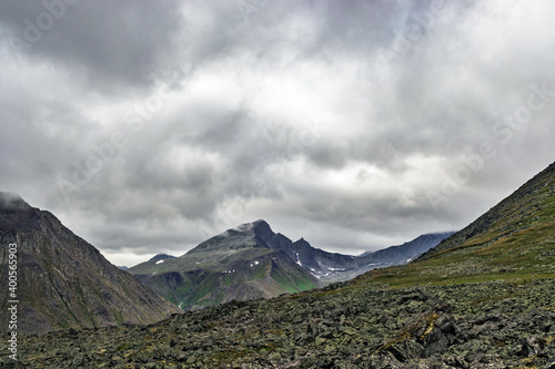 mountain peak in the clouds on a cloudy day