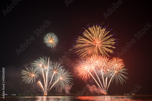 Colorful Fireworks at Pattaya Beach