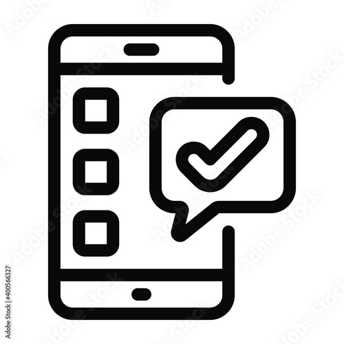 
Mobile checked message, solid icon of verified chat 
