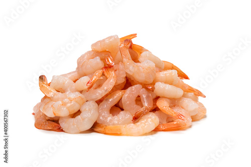 Frozen shrimps background. Top view.