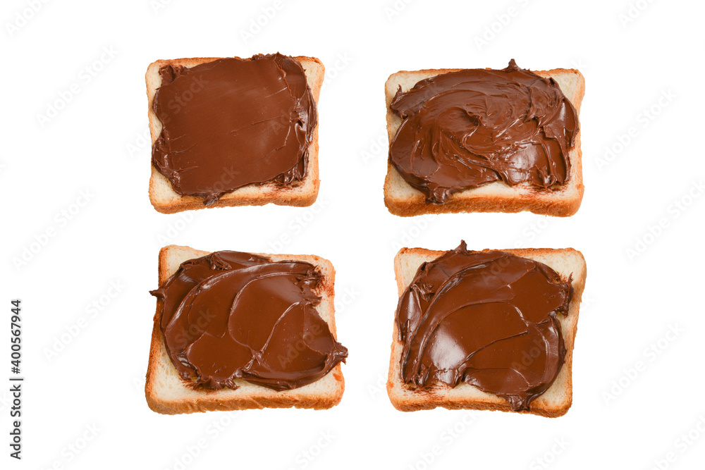 Obraz premium Сhocolate paste sandwich isolated on white background.