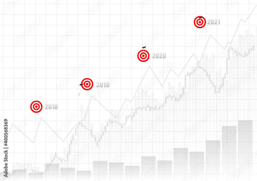 Vector : 2021 Happy new year with business graph and archery target Vector : 2021 Happy new year with business graph and archery target