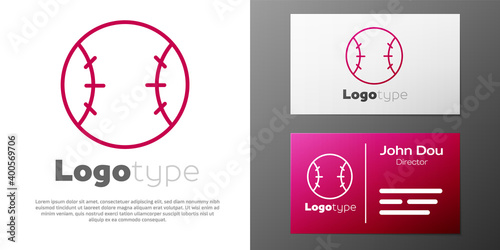 Logotype line Baseball ball icon isolated on white background. Logo design template element. Vector Illustration.