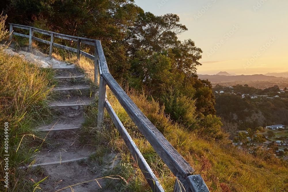 Stairs of a walking track, Kohi Piont, Whakatane, New Zealand