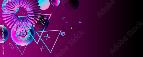 Cyberpunk style background futuristic art neon abstract background cosmos new art 3d starry sky glowing galaxy and planets blue circles