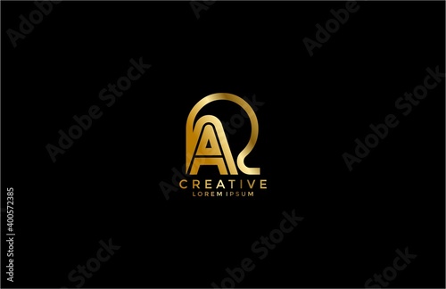 initial RA connected style shape golden logotype