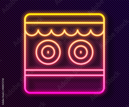 Glowing neon line Shooting gallery icon isolated on black background. Vector.