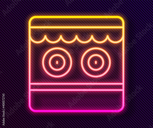 Glowing neon line Shooting gallery icon isolated on black background. Vector.