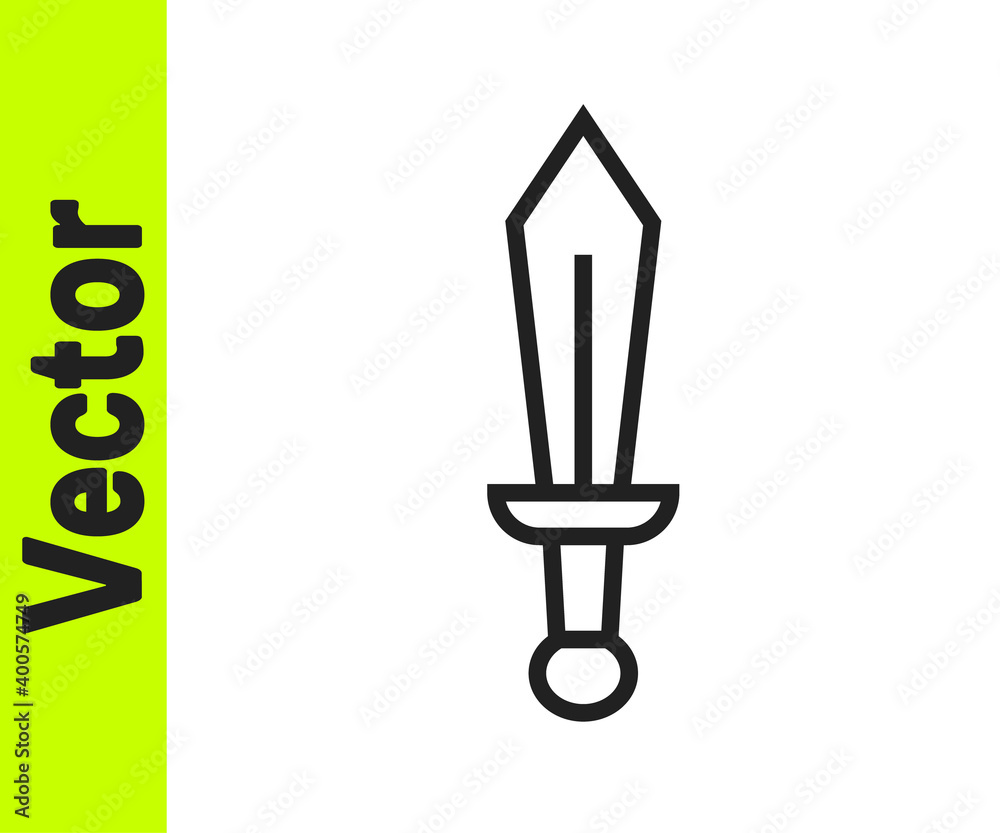 Black line Sword toy icon isolated on white background. Vector. Black line Sword toy icon isolated on white background. Vector.