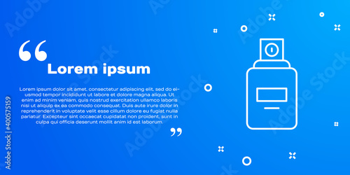 White line Perfume icon isolated on blue background. Vector.