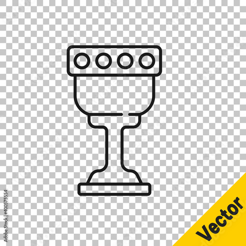Black line Medieval goblet icon isolated on transparent background. Holy grail. Vector.