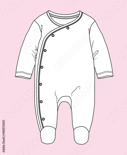 Baby Romper. Baby clothes Flat Sketch. vector illustration