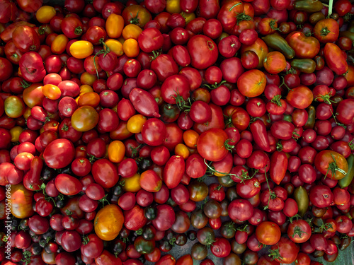 Background with ripe red tomatoes..