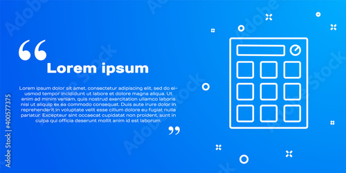 White line Drum machine music producer equipment icon isolated on blue background. Vector.