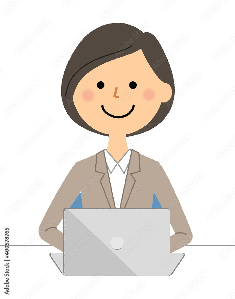 PCを操作するスーツの女性 PCを操作するスーツの女性
