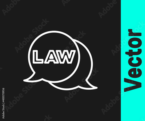 White line Law icon isolated on black background. Vector.