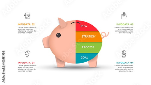 Creative concept for infographic with 4 steps, options, parts or processes. Business data visualization