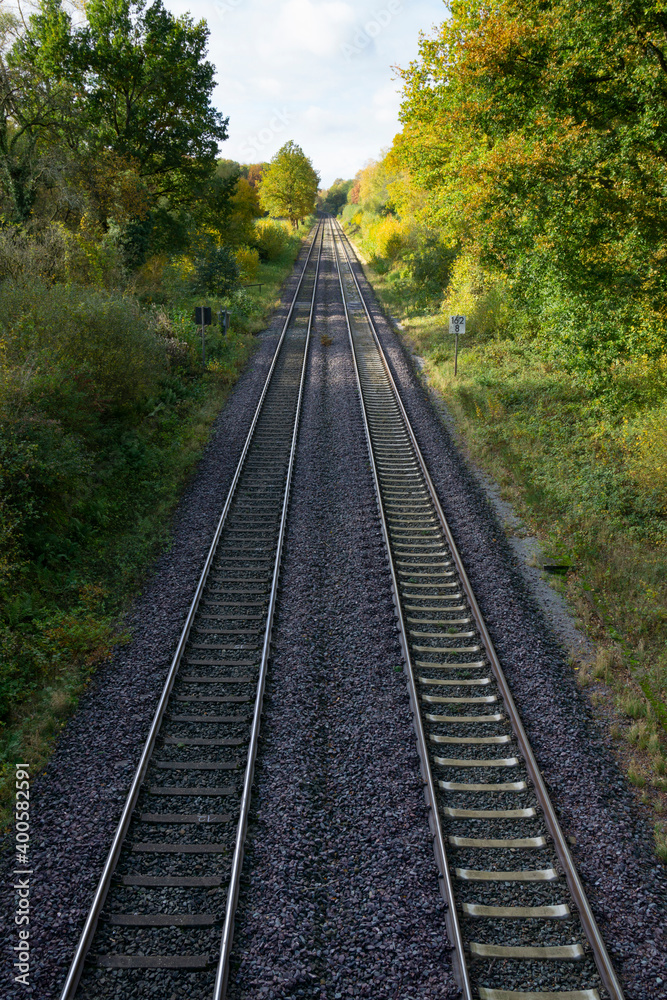 Eisenbahnschienen, Nordrhein-Westfalen, Deutschland, Europa