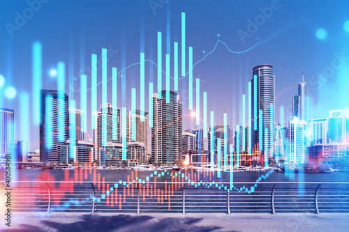 Photography Skyscrapers of Dubai business downtown
