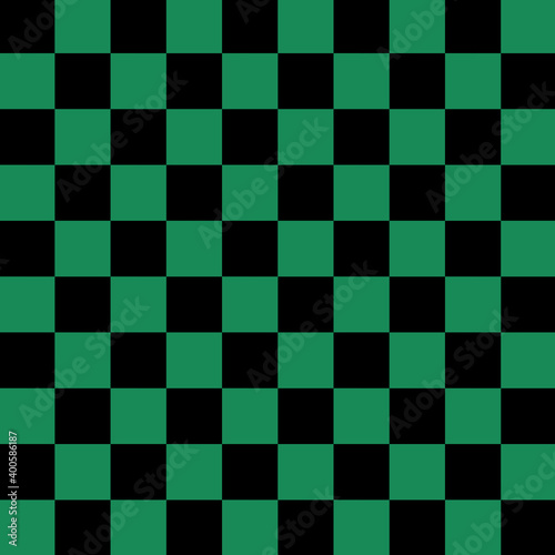 緑と黒　シームレス　正方形サイズの市松模様