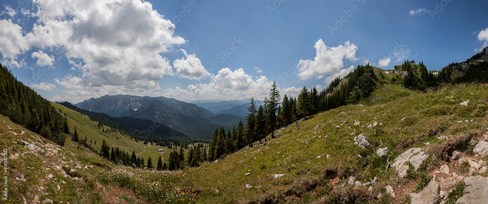 Panorama view from mountain Rotwand in Bavaria, Germany