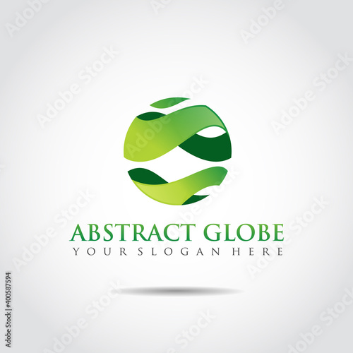 Abstract 3D Globe Logo Design. For Go green logo. Vector Illustrator