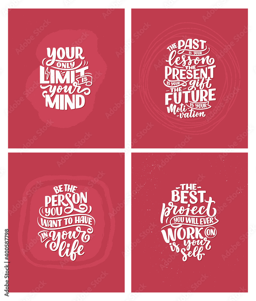 Set with lettering slogans about be yourself. Funny quotes for blog, poster and print design. Modern calligraphy texts about selfcare. Vector Set with lettering slogans about be yourself. Funny quotes for blog, poster and print design. Modern calligraphy texts about selfcare. Vector